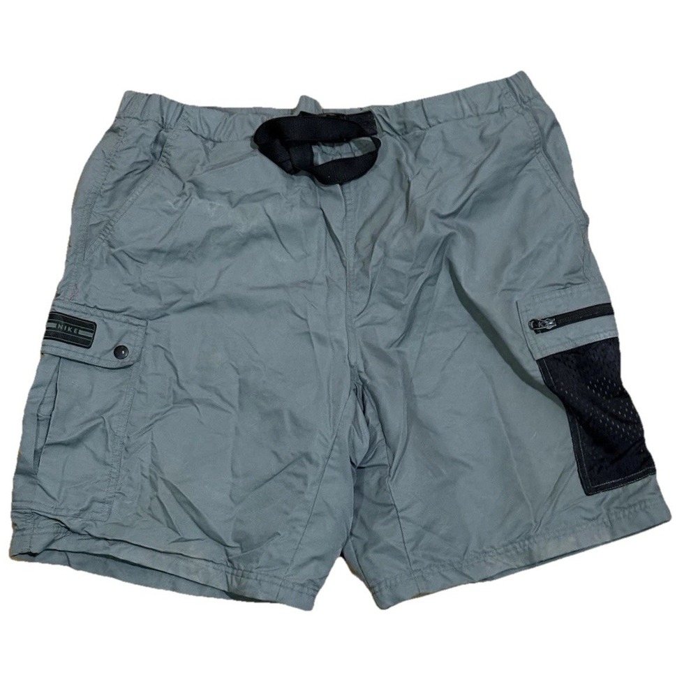 Vintage Nike Green Hiking Belted Cargo Mesh Lined Shorts Men's Size Large EUC